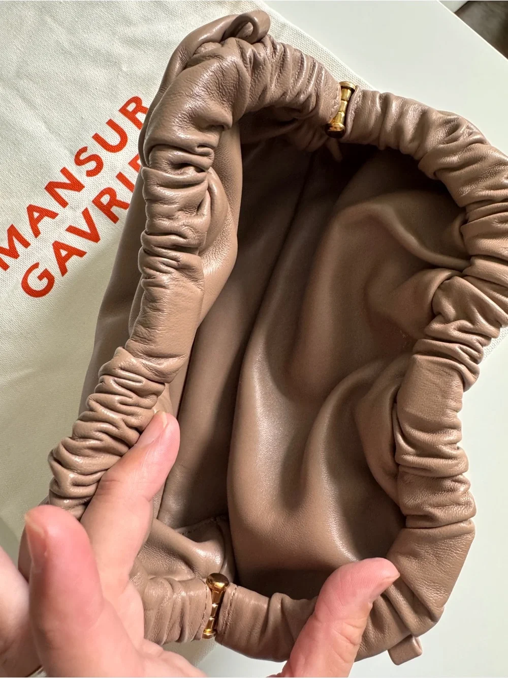 Mansur Gavriel Leather Mini Cloud Clutch, NWT